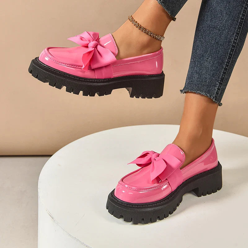Damskie Buty Na Platformie Z Kokardą W Kształcie Motyla I Wyściółką
