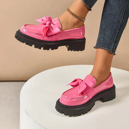 Damskie Buty Na Platformie Z Kokardą W Kształcie Motyla I Wyściółką