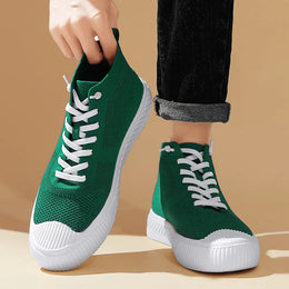 Męskie Sneakersy Wysokie Dzianinowe z Wkładką Ortopedyczną i Systemem Bez Wiązania