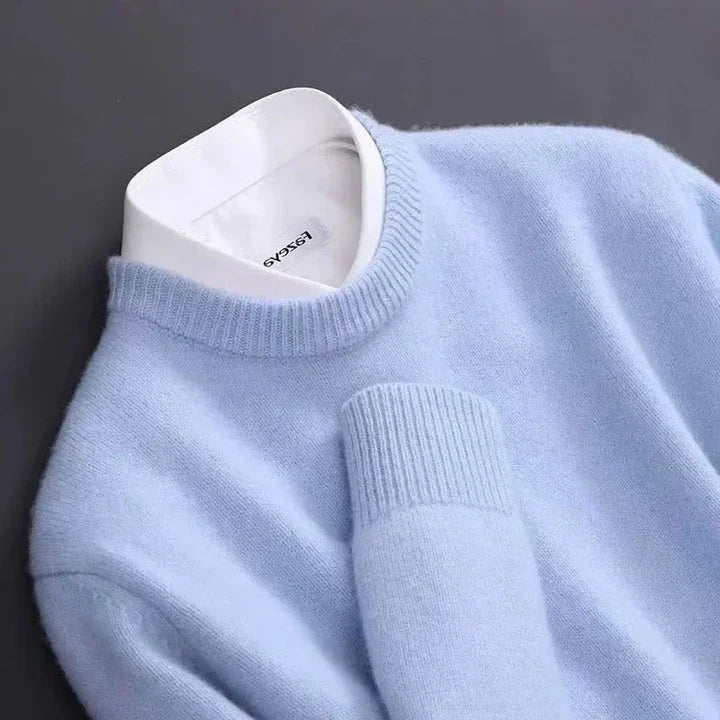 Męski Sweter Z Długim Rękawem I Okrągłym Lub Serek Dekoltem