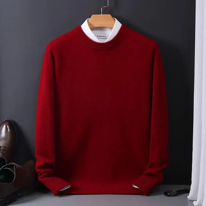 Męski Sweter Z Długim Rękawem I Okrągłym Lub Serek Dekoltem