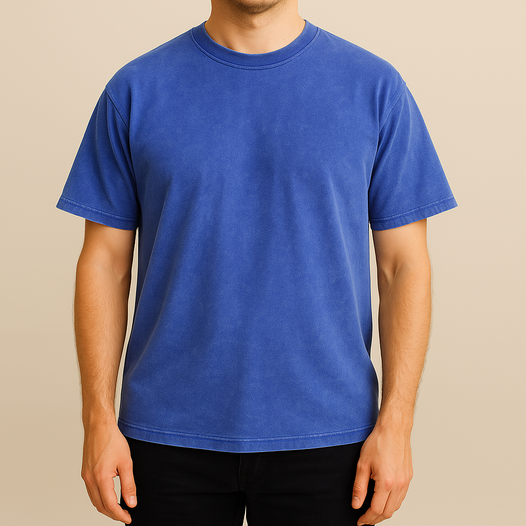 Meska Koszulka T-Shirt O Prostym Kroju Z Wykonczeniem W Stylu Vintage