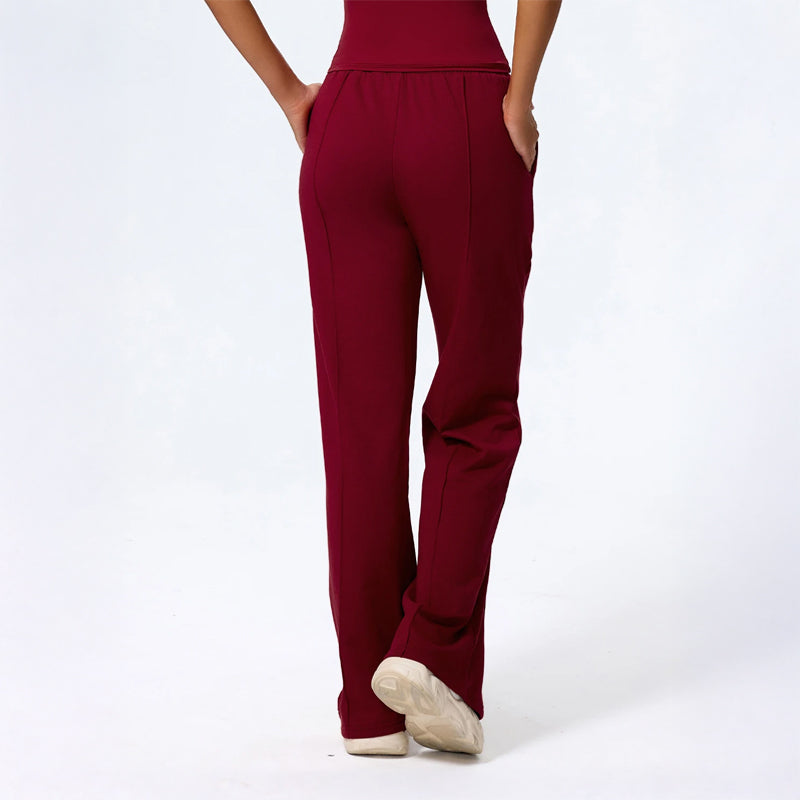 Damskie Spodnie Loungewear z Szeroką Nogawką, Długość Maxi i Wiązaniem w Pasie
