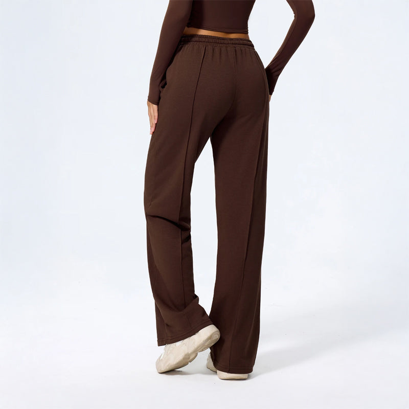 Damskie Spodnie Loungewear z Szeroką Nogawką, Długość Maxi i Wiązaniem w Pasie