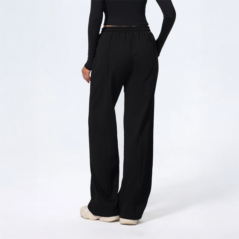 Damskie Spodnie Loungewear z Szeroką Nogawką, Długość Maxi i Wiązaniem w Pasie