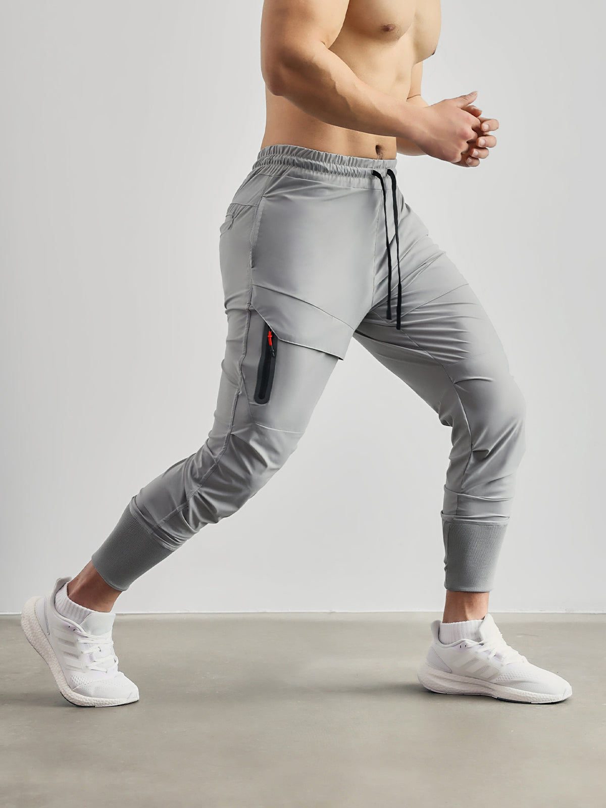 Męskie Spodnie Sportowe Stretch Elastyczny Pas Zwężane Nogawki