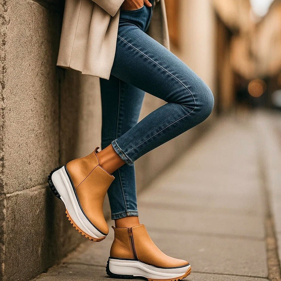 Damskie Buty Platformowe z Teksturowanym Wykończeniem i Zamkiem Boczny