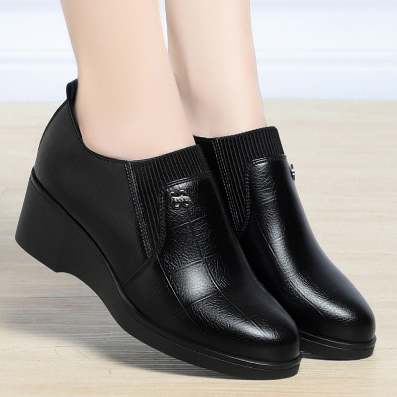 Damskie Wsuwane Buty Na Obcasie Typu Wedge Z Okraglym Noskiem