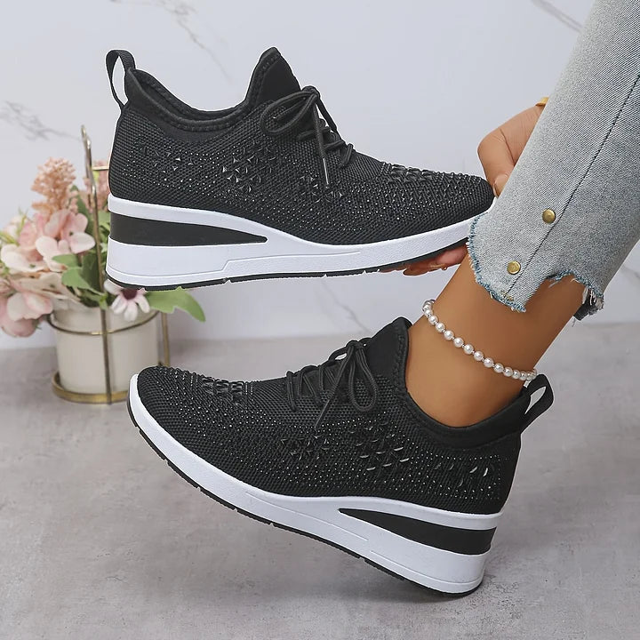Damskie Sneakersy z Wsparciem Łuku Stopy i Ozdobami z Cyrkonii