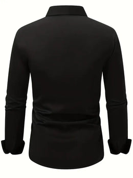Męska Koszula Wizytowa Z Długim Rękawem, Slim Fit, Oddychający Materiał