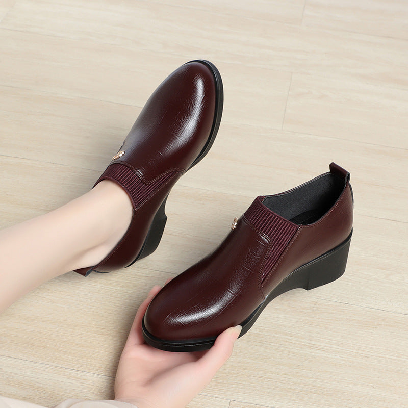 Damskie Wsuwane Buty Na Obcasie Typu Wedge Z Okraglym Noskiem