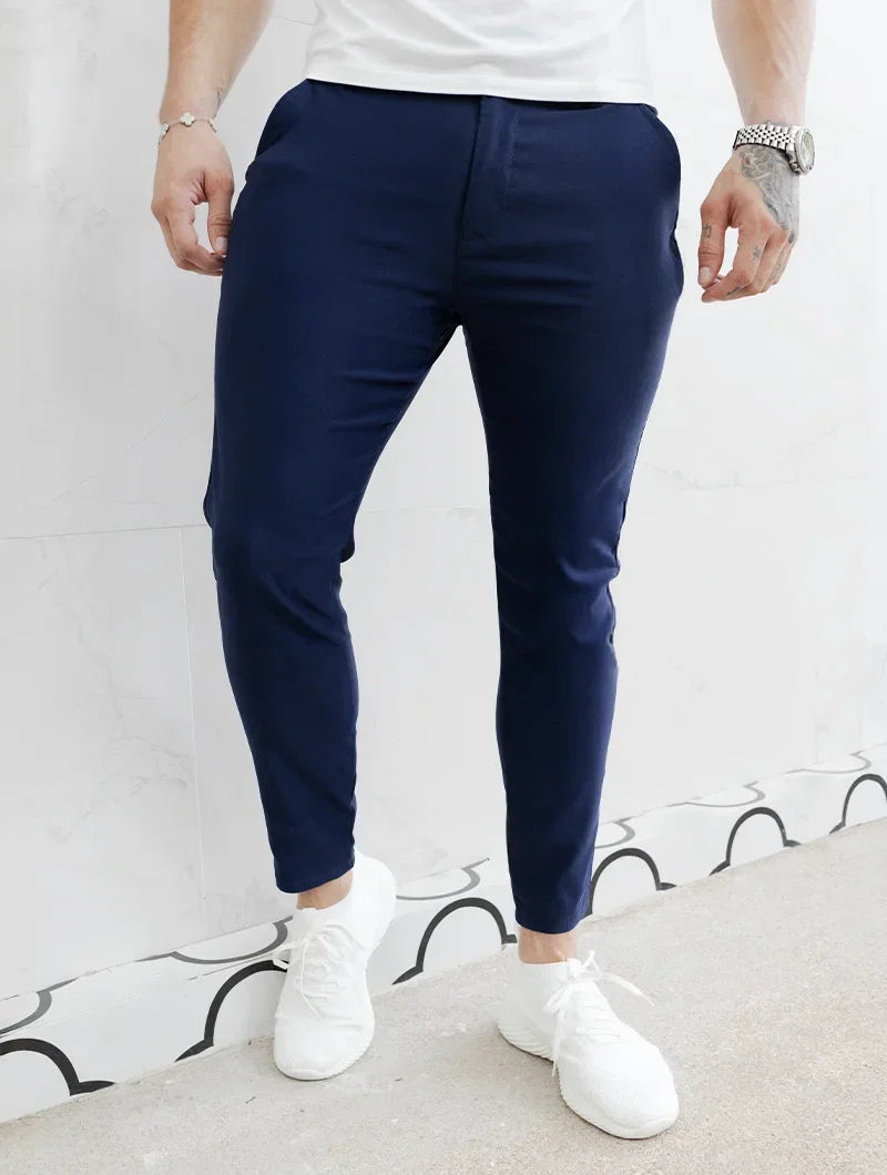 Spodnie Męskie Stretch Slim Fit Four Way Stretch Niebieskie