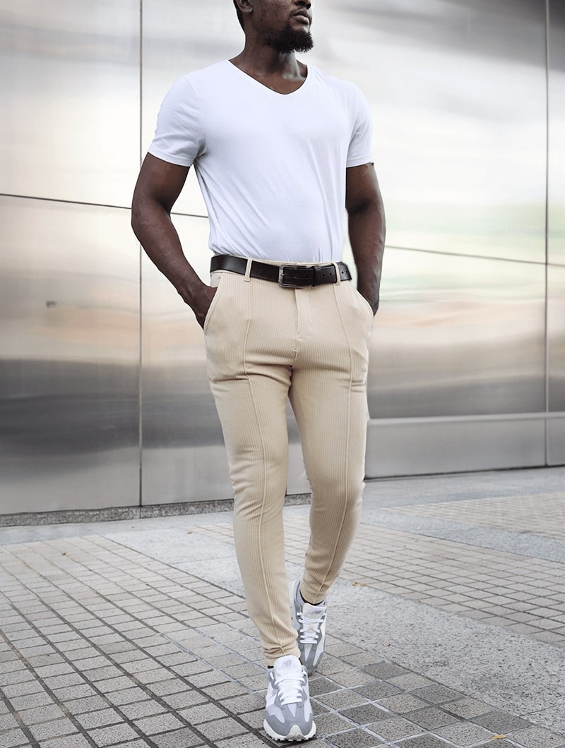 Spodnie Męskie Modern Fit Straight Leg Khaki