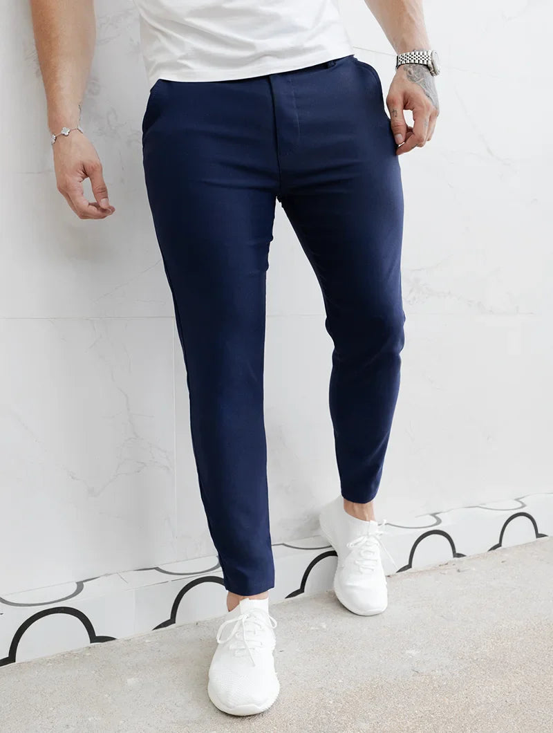 Spodnie Męskie Stretch Slim Fit Four Way Stretch Niebieskie