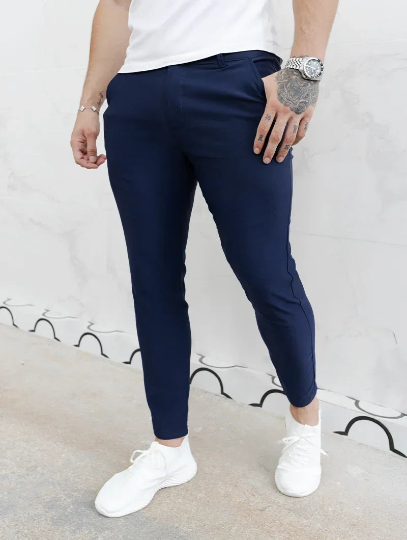 Spodnie Męskie Stretch Slim Fit Four Way Stretch Niebieskie