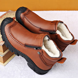 Męskie Buty Zimowe Z Pluszową Wyściółką, Okrągłym Noskiem I Płaską Podeszwą