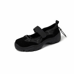 Damskie Buty Typu Mary Jane Z Rzepem I Gruba Podeszwa, Z Okraglym Noskiem