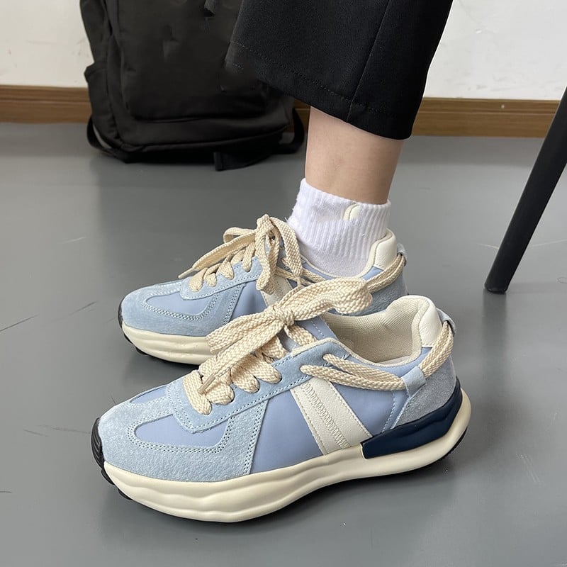 Męskie Buty Sportowe Sznurowane Na Niskim Obcasie Z Okrągłym Noskiem