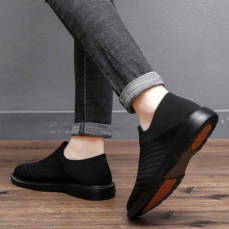 Męskie Letnie Buty z Oddychającej Siatki Niskie z Płaską Podeszwą