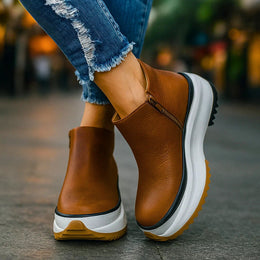 Damskie Buty Platformowe z Teksturowanym Wykończeniem i Zamkiem Boczny
