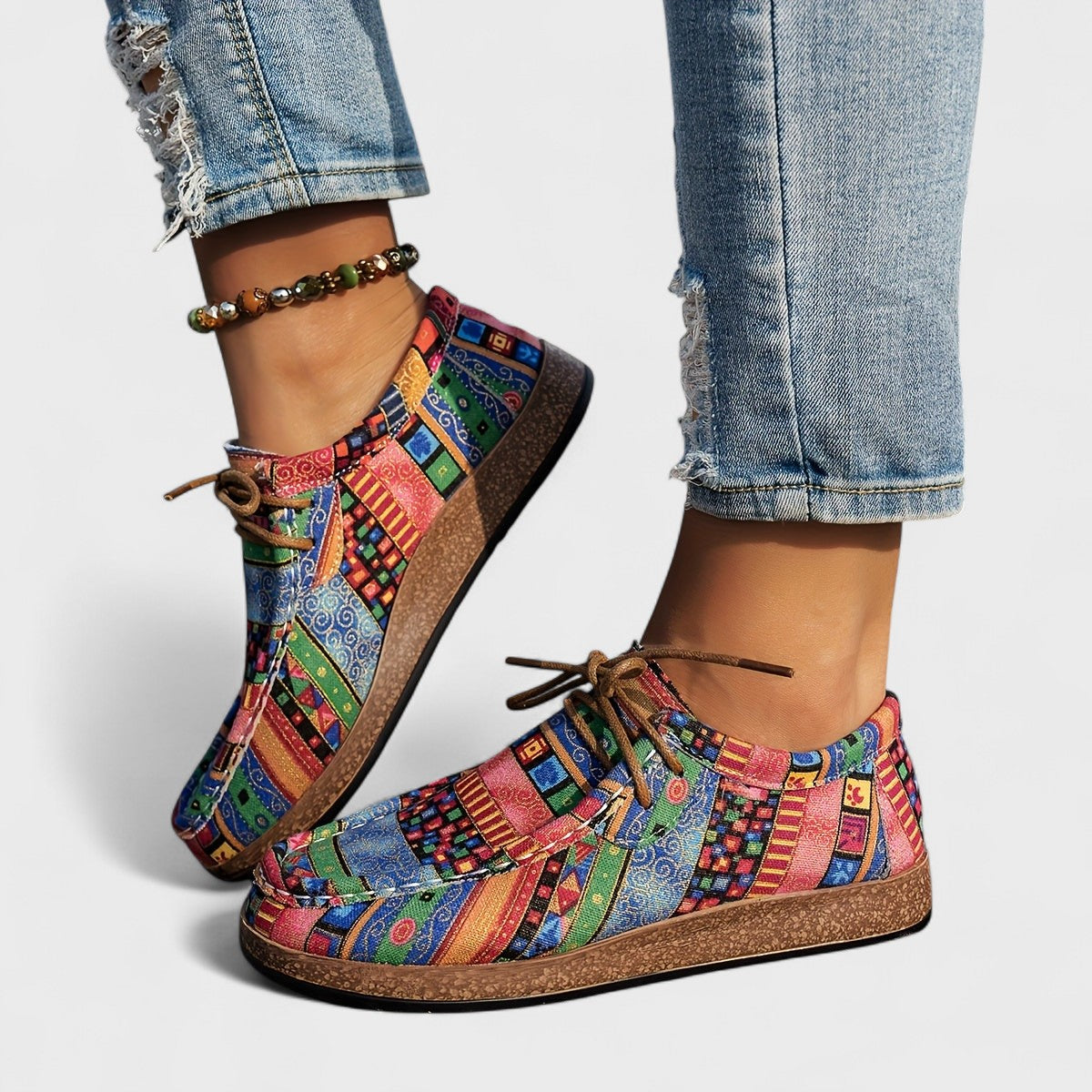 Damskie Wielokolorowe Sneakersy z Wsparciem Łuku Stopy i Szeroką Podeszwą