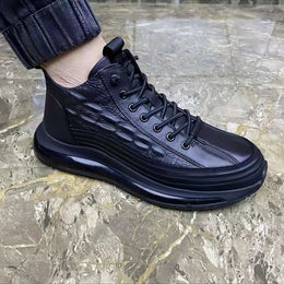 Męskie Zimowe Buty Air Cushion Z Gumką I Rzeźbionym Wzorem