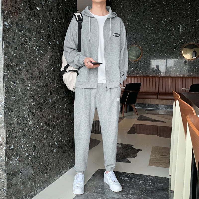 Męski Dres Z Tkaniny Waffle Komplet Dwuczęściowy Bluza Z Kapturem I Spodnie