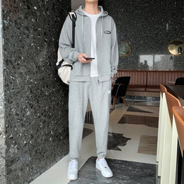 Męski Dres Z Tkaniny Waffle Komplet Dwuczęściowy Bluza Z Kapturem I Spodnie
