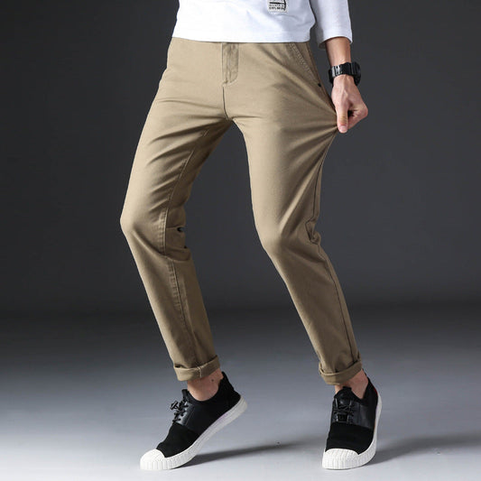 Męskie Spodnie Slim Fit Średni Stan Prosta Nogawka Zamek