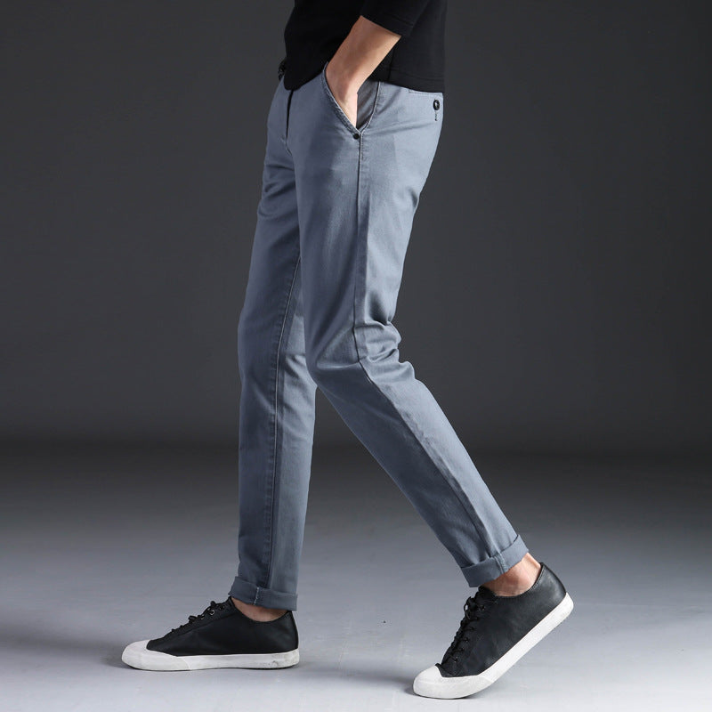 Męskie Spodnie Slim Fit Średni Stan Prosta Nogawka Zamek