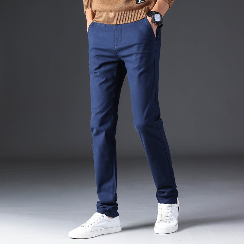 Męskie Spodnie Slim Fit Średni Stan Prosta Nogawka Zamek