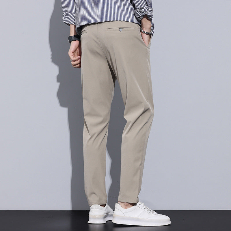 Męskie Spodnie Jesień Zima Slim Fit Prosta Nogawka Elastyczny Pas Długa Długość 28–38