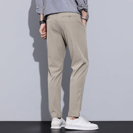 Męskie Spodnie Jesień Zima Slim Fit Prosta Nogawka Elastyczny Pas Długa Długość 28–38