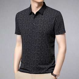 Męska Koszulka Polo z Krótkim Rękawem Kwiatowy Wzór Kołnierzyk Klapowy Pullover
