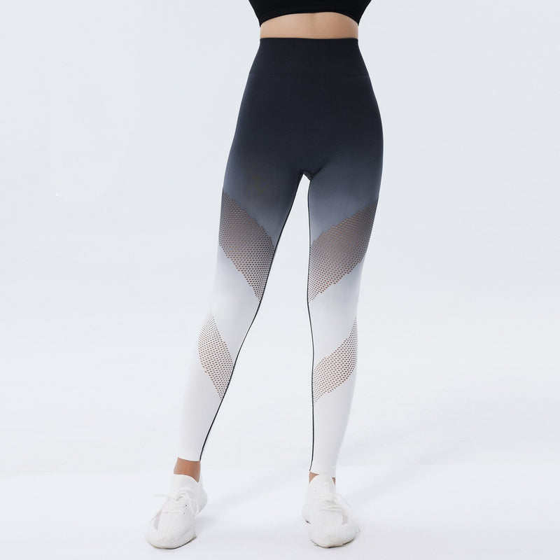 Legginsy Damskie Bezszwowe z Wysokim Stanem i Detalem Scrunch w Gradientowych Kolorach