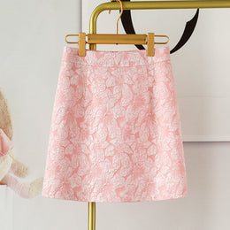 Damska Spódnica Wiosenna Krótka A-Line Jacquard Wysoki Stan Z Zamkiem