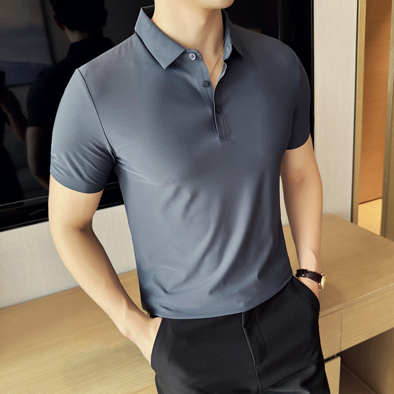Męska Koszulka Slim Fit Bezszwowa Gładki Kolor Krótki Rękaw
