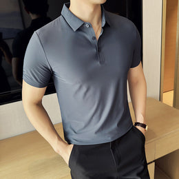Męska Koszulka Slim Fit Bezszwowa Gładki Kolor Krótki Rękaw