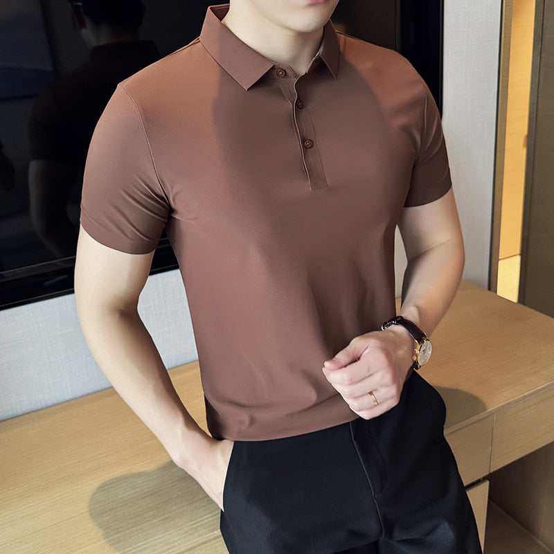 Męska Koszulka Slim Fit Bezszwowa Gładki Kolor Krótki Rękaw