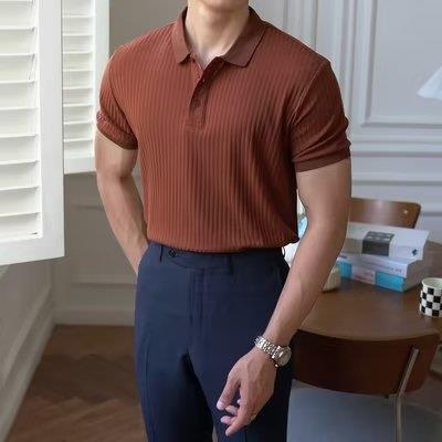 Męski T-Shirt Regular Fit Krótki Rękaw Cienka Oddychająca Tkanina Jednolity Kolor