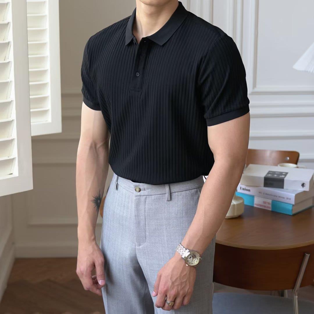 Męski T-Shirt Regular Fit Krótki Rękaw Cienka Oddychająca Tkanina Jednolity Kolor