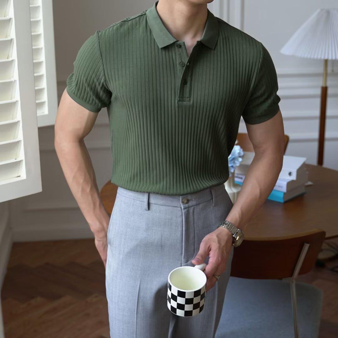 Męski T-Shirt Regular Fit Krótki Rękaw Cienka Oddychająca Tkanina Jednolity Kolor