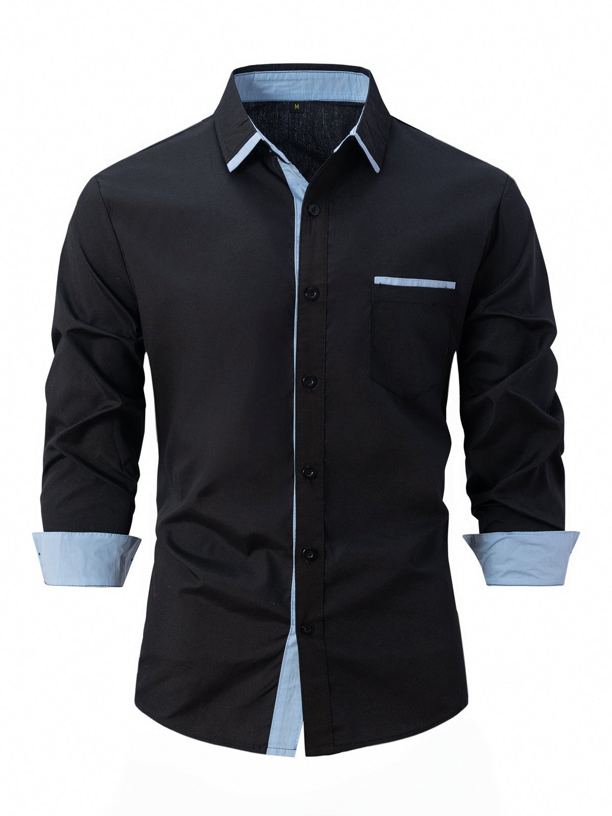 Męska Koszula Biznesowa na Wiosnę i Jesień, Slim Fit, w Paski, Zapinana na Guziki, z Długim Rękawem, Non-Iron