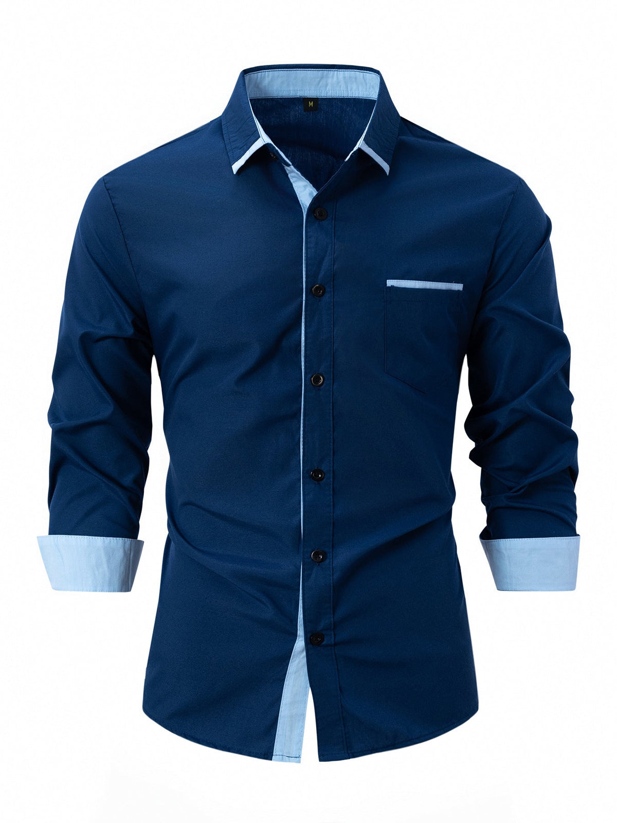 Męska Koszula Biznesowa na Wiosnę i Jesień, Slim Fit, w Paski, Zapinana na Guziki, z Długim Rękawem, Non-Iron