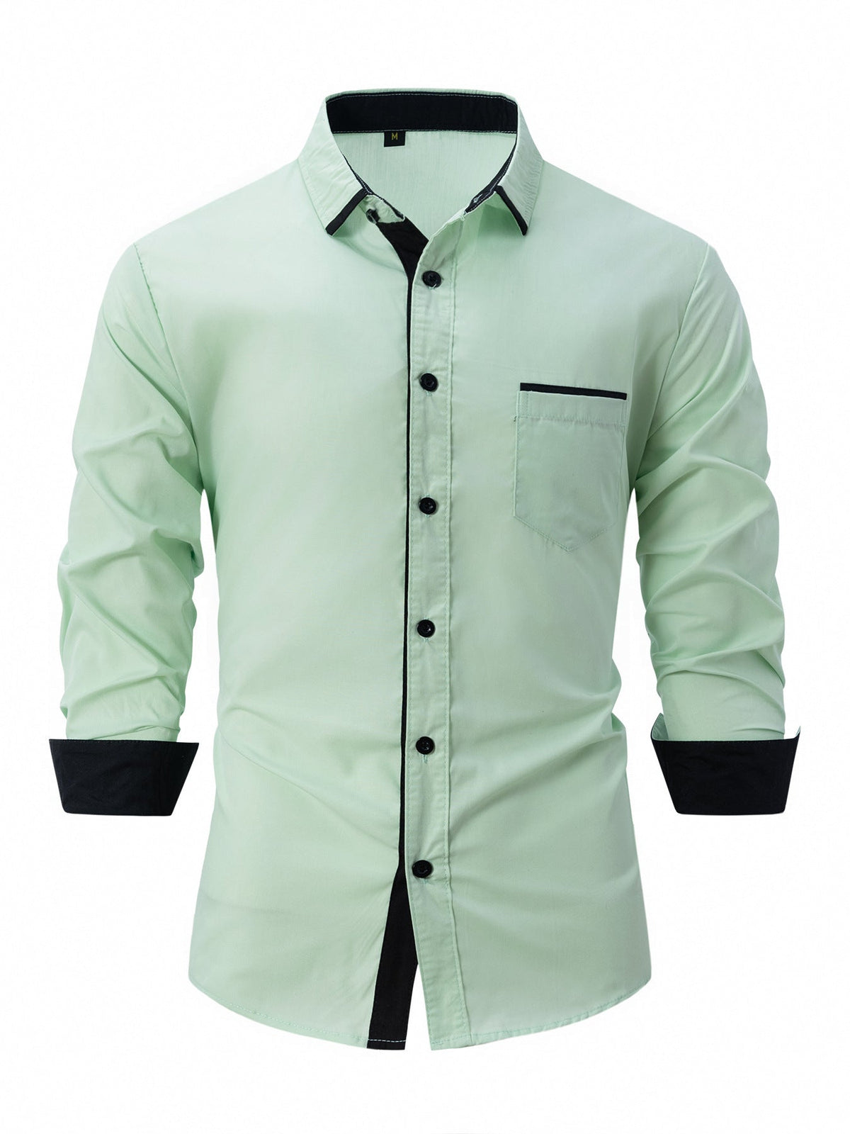 Męska Koszula Biznesowa na Wiosnę i Jesień, Slim Fit, w Paski, Zapinana na Guziki, z Długim Rękawem, Non-Iron