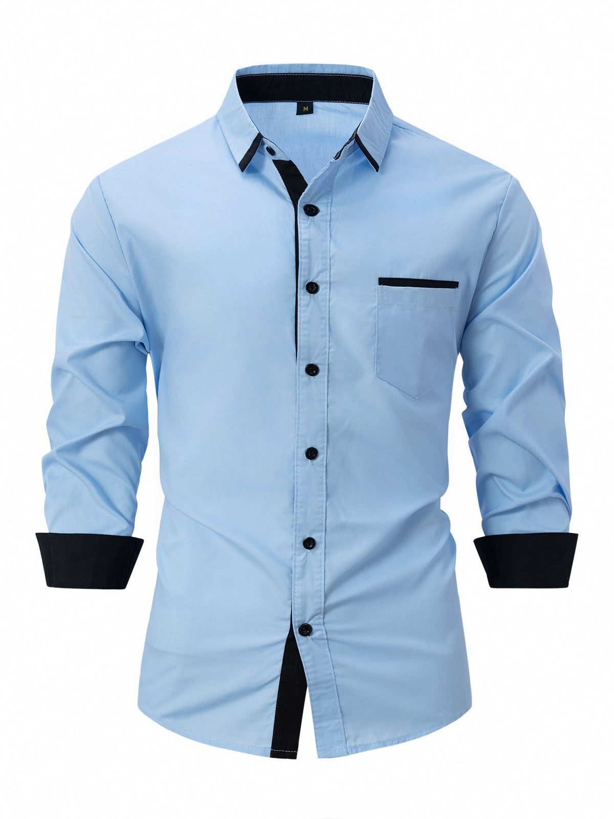 Męska Koszula Biznesowa na Wiosnę i Jesień, Slim Fit, w Paski, Zapinana na Guziki, z Długim Rękawem, Non-Iron