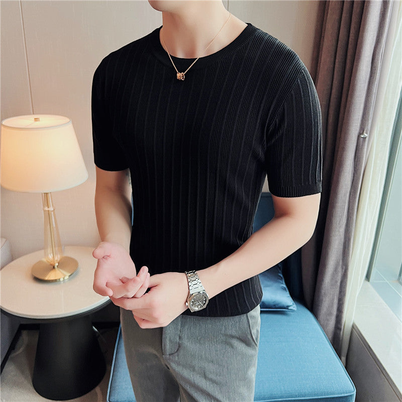 Męski Sweter Dzianinowy Slim Fit Lekki z Mieszanki Włókien Wiosna Jesień
