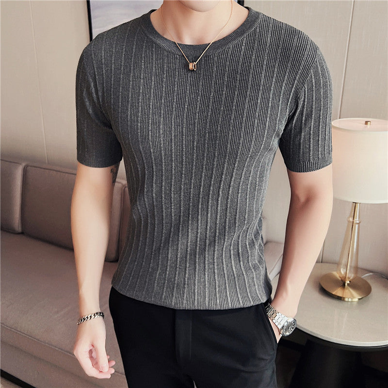 Męski Sweter Dzianinowy Slim Fit Lekki z Mieszanki Włókien Wiosna Jesień