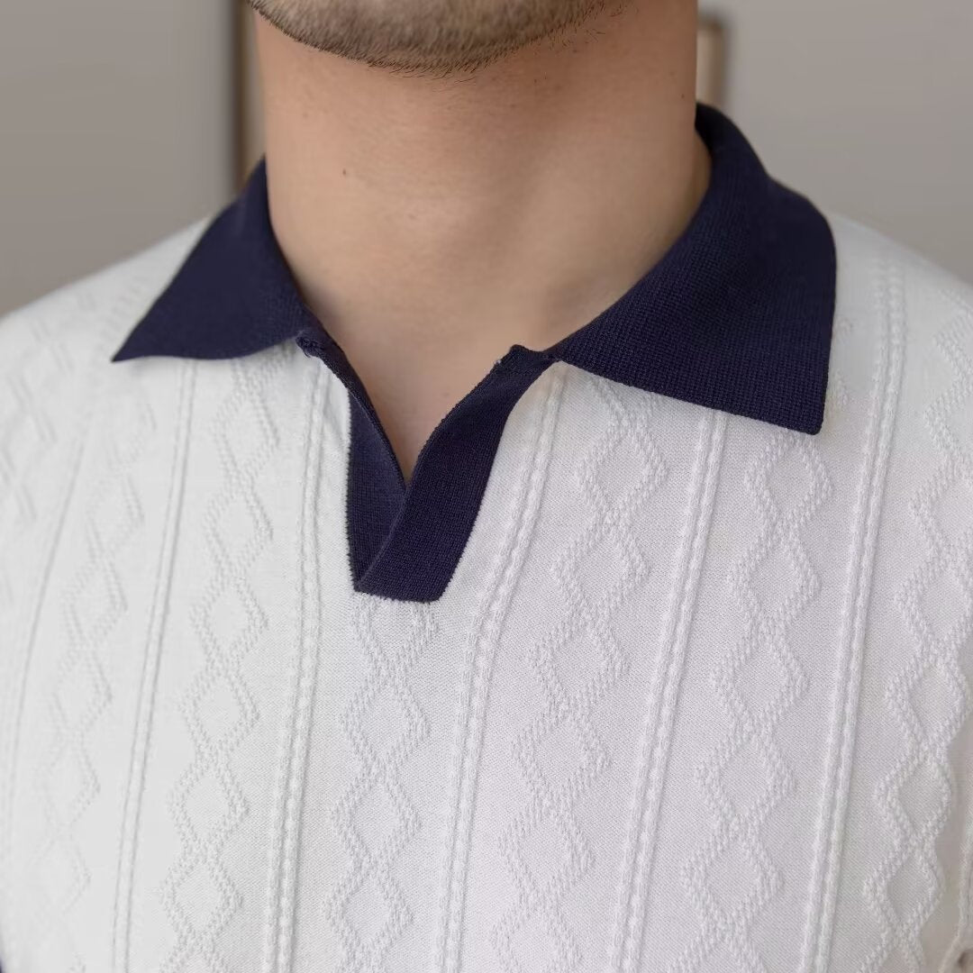 Męska Letnia Koszulka Polo Slim Fit Kolor Block Z Krótkim Rękawem