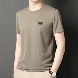Męski Letni Pulower z Krótkim Rękawem Jacquard Regular Fit w Wielu Kolorach